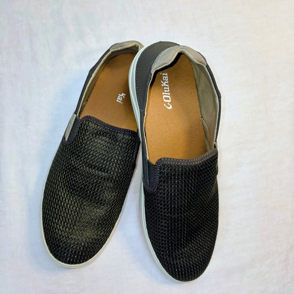 OluKai Lae\'ahi Mens Slip On Sneakers Black Dark Shadow Mesh 10443-2828 Size 13 main image 10